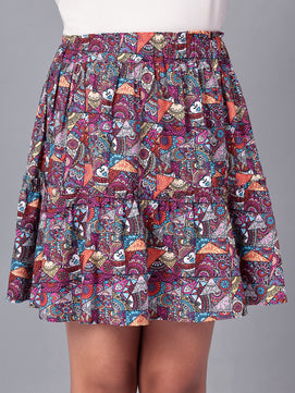 Girls Tiered Skirt in Printed Viscose Rayon