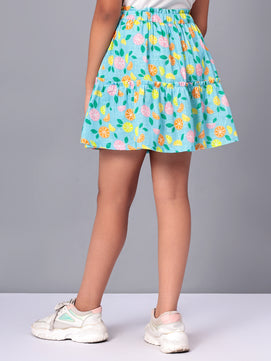 Girls Tiered Skirt in Printed Cotton