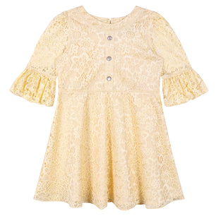 Girls Golden Lace Dress