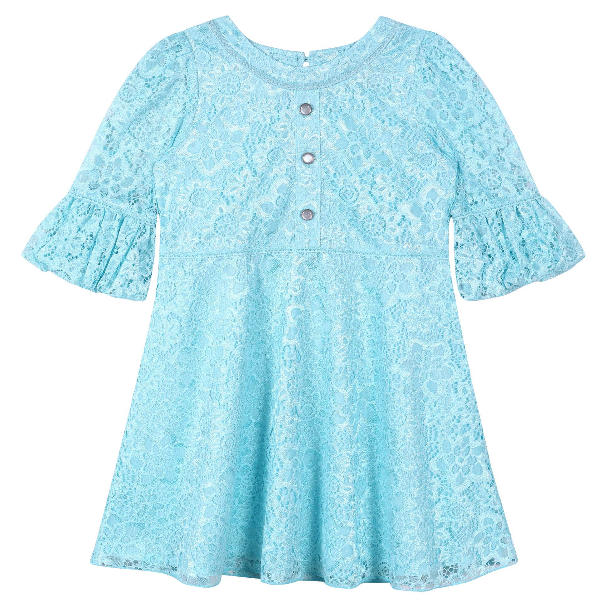 Girls Light Blue Lace Dress