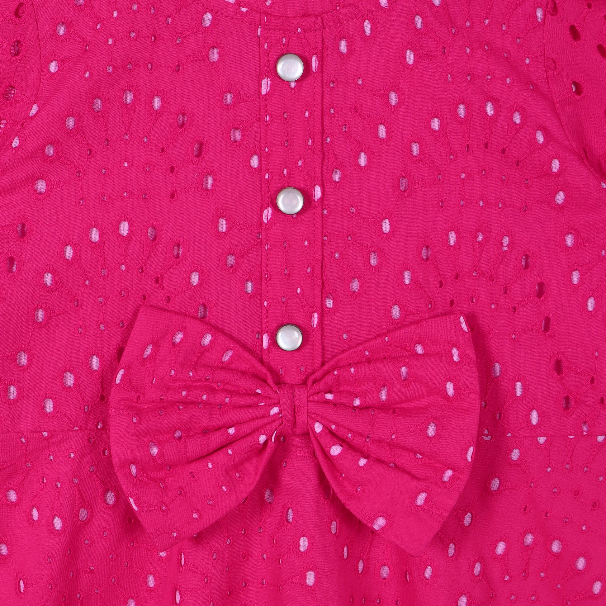 Girls Fuschia Schiffli Dress