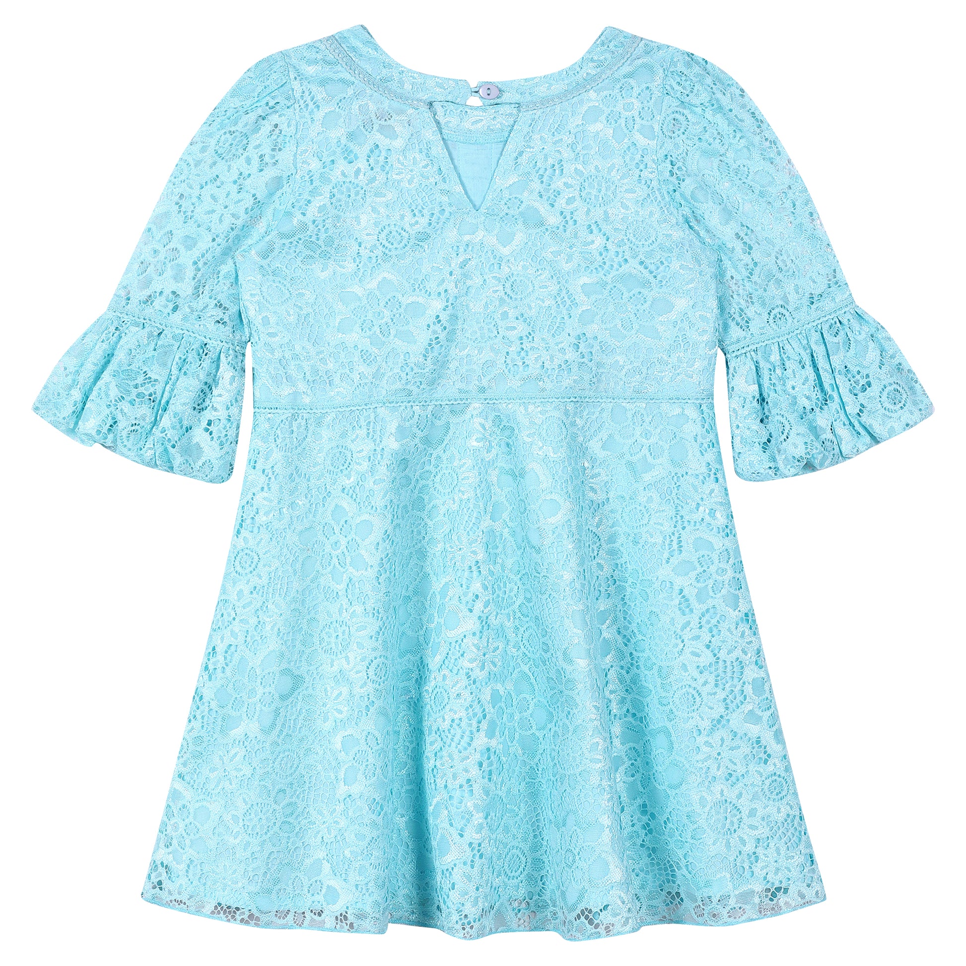 Girls Light Blue Lace Dress