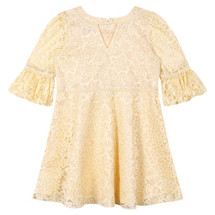 Girls Golden Lace Dress