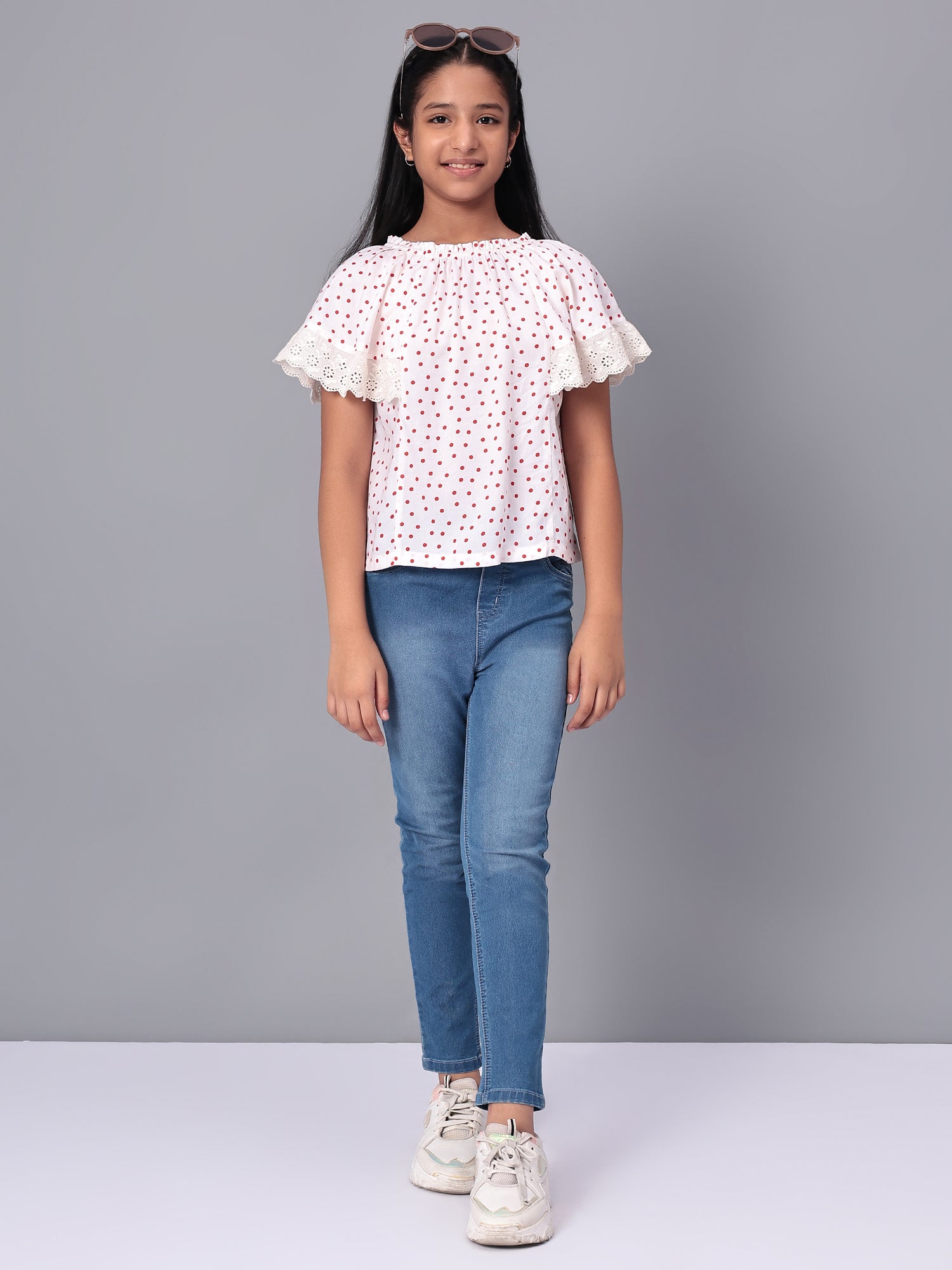 Girls Polka Dotted Rayon Top