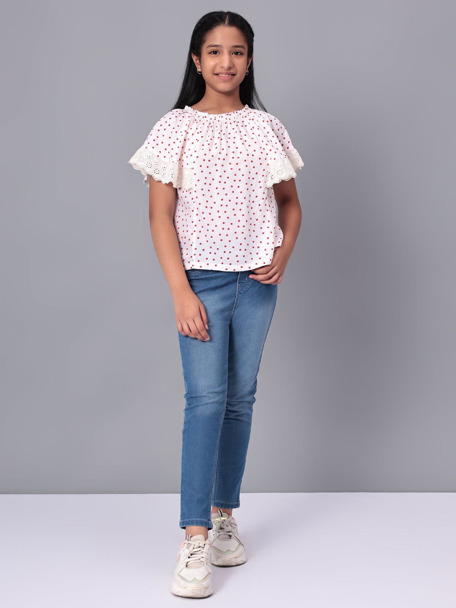 Girls Polka Dotted Rayon Top