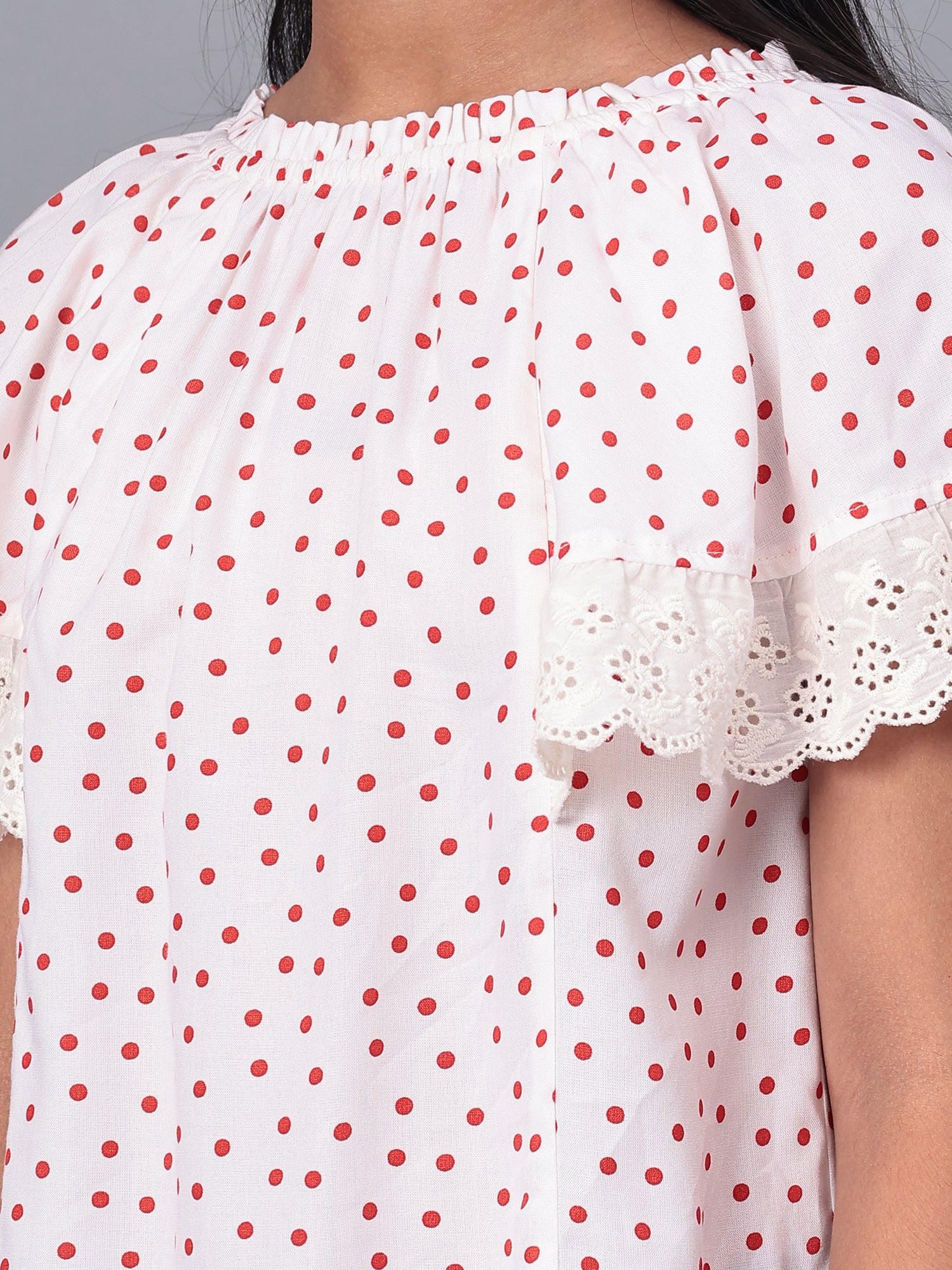 Girls Polka Dotted Rayon Top