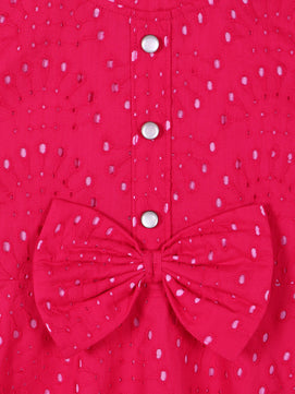 Girls Fuschia Schiffli Dress