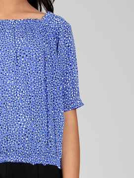 Girls Blue Printed Rayon Top