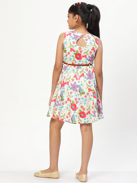 Girls Floral Print Cotton Dress