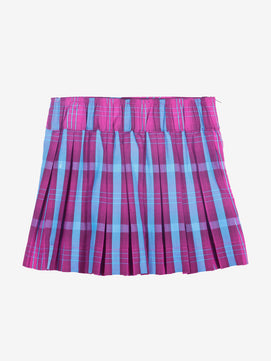 Girls Plaid Skirt in Wine and Blue Checks