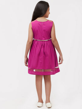 Girls Magenta Cotton Dress