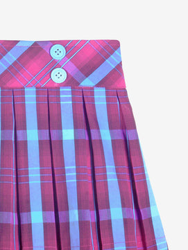 Girls Plaid Skirt in Wine and Blue Checks