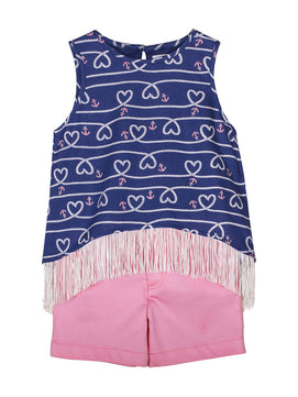 Girls Sailor Print Clothing Set