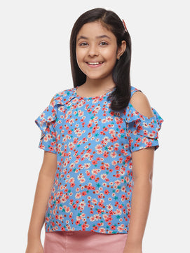 Girls Blue Rayon Top