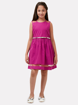 Girls Magenta Cotton Dress