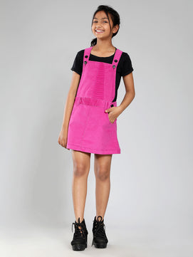 Girls Corduroy Pinafore Dress in Lilac Color