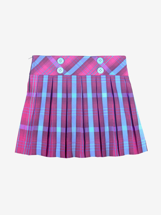 Girls Plaid Skirt in Wine and Blue Checks