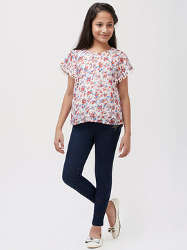 Girls Printed Georgette Top