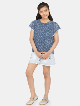 Girls Blue Georgette Top