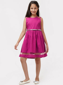 Girls Magenta Cotton Dress