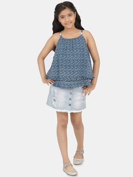 Girls Blue Georgette Top