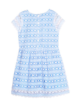 Girls Sky Blue Lace Dress