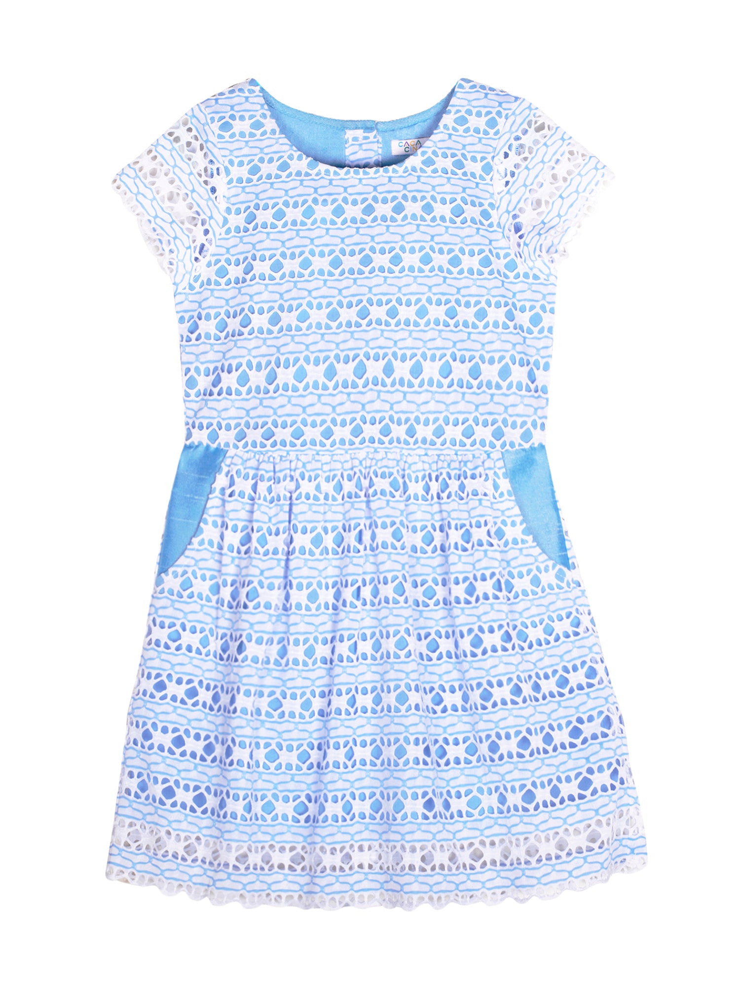 Girls Sky Blue Lace Dress