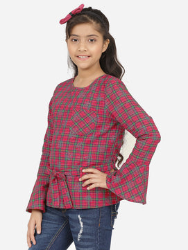 Girls Full Sleeves Top in Check