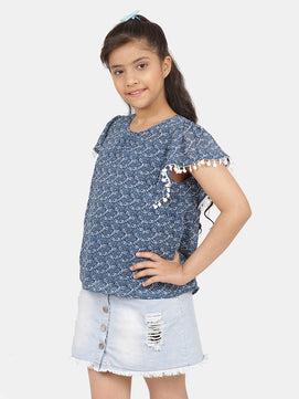 Girls Blue Georgette Top